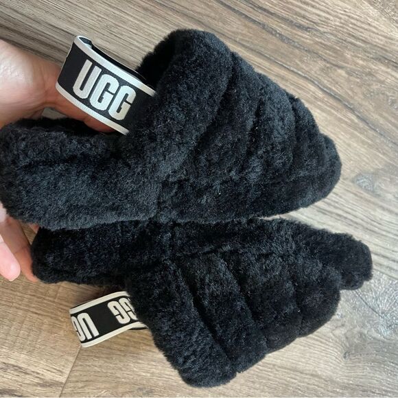 UGG Fluff Yeah Slide Sandal in Black 5 - Picture 10 of 12